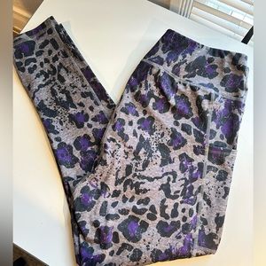 Plus size 14/16 W purple and grey leopard leggings by Live Well active.